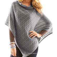 15PKCSP05 cable cashmere wool poncho sweater